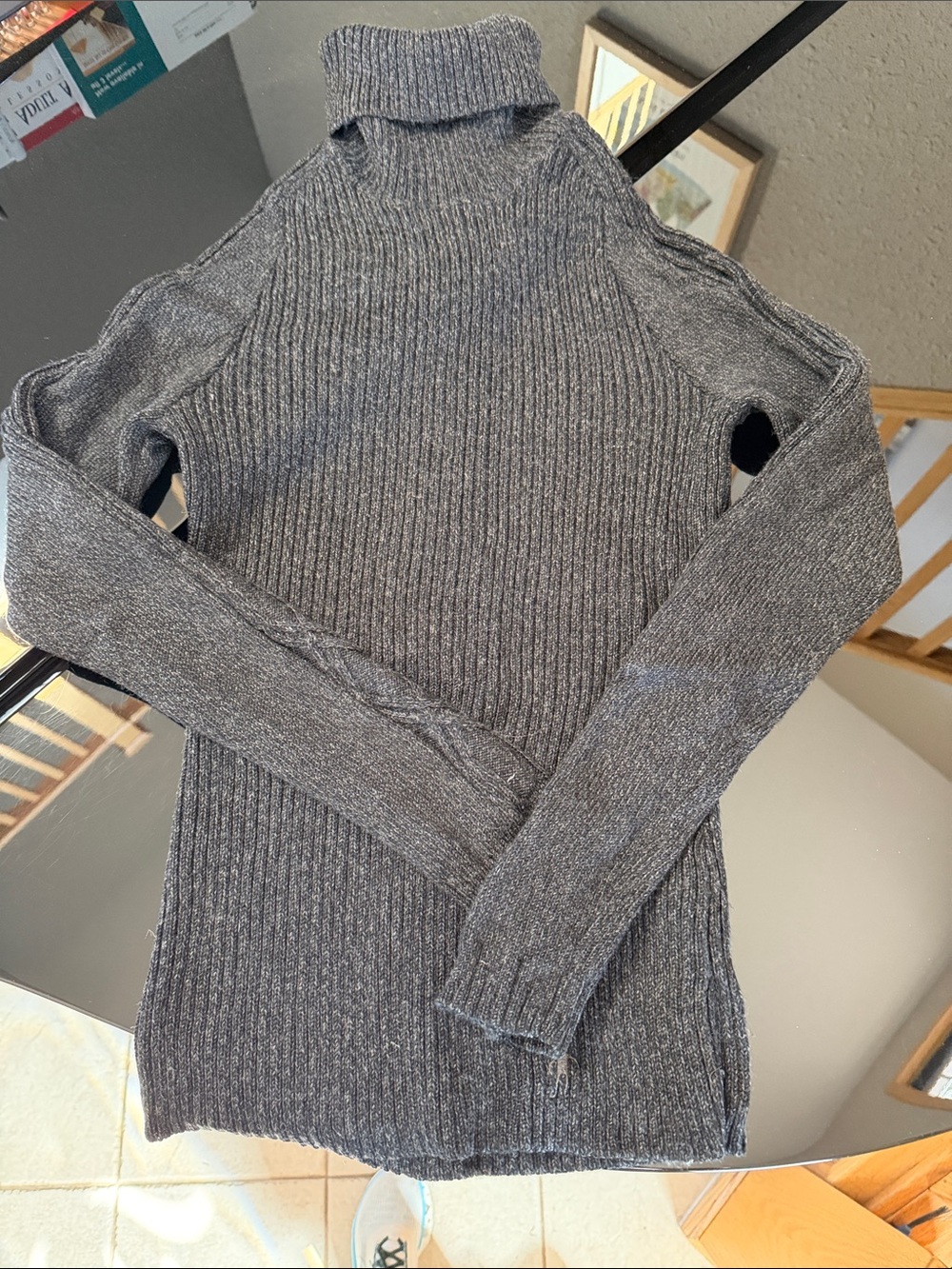 Smartwool Classic Gray Ribbed Turtleneck Sweater - Women
